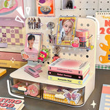 Purpdrank  Kawaii Hook Drawer Type Hole Board Small Card Stand Display Desktop Idol Storage Box Desk Stationery Organization Storage Rack