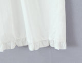 Purpdrank  Sweet White Spliced Lace open Buttons Peter Pan Collar Mini Sleeveless Dress Women Wood ears Hem Loose Straight Short Vestidos