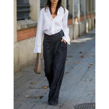 Purpdrank  Office Lady Suit Pants New Fashion High Waisted Wide Leg Floor-Length Urban Casual Commute Trousers For Women