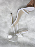 Purpdrank  One-strap Women Sandals Fashion High Heels Summer Shoes for Women Cute Sweet Bow Tie Slim Sandals Buckle Black White Shoes