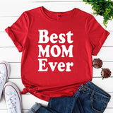 Purpdrank  Women's Loose round Ne ort Sve Cotton T-irt Thin Mom Ever Best Mom Ever Street Sle Print Creative Design Spring Su...