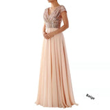 Purpdrank  New Cross-border Spring Summer European Women's Clothing Sleeveless Dress V-neck Sequins Elegant Chiffon Evening Dress