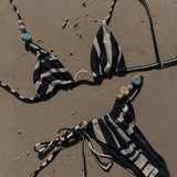 Purpdrank  New Halter Bikini Sexy Swimsuit Women Swimwear Triangle Biquini Stripe Swim Suit Button Bodysuit Push Up Bathingsuit Beachwear