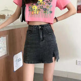 Purpdrank  Clothes Pants Tight Women's Skirt Wrap Skirts for Woman Jeans Chorts Sexy with Slit Blue Denim Y2k A Line Fashion Summer V