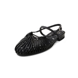 Purpdrank   New Fashion Style Low Heels Bottom Sandals Breathable Woven Toe Cover Holiday Vacation Retro Roman Shoes Women Ankle Strap