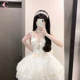 Purpdrank  New Korean High Waist Slim Fit Bowknot Lace Up Sweet Princess Dress Women Birthday Party Elegant Midi Dress Female Chic Outfits