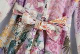 Purpdrank  Beach Wear High Waist Loose Vestidos Boho Floral Print Summer Dress for Women Vintage O-neck Long Sleeve Dresses