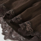 Purpdrank  American Retro Y2k Sexy Sweet Lace Bow V Neck Long Sleeve Slim Solid Streetwear T-Shirts