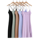 Purpdrank  Summer Sexy Bandage Cross Lacing up Backless Spaghetti Strap Dress Women Hem Slit Sling Holiday Dress