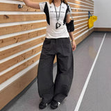 Purpdrank  Lightweight Plaid Wide Leg Pants Women's Bubble Cloth Pants Summer Casual Trousers Cleanfit Knife Edge Patterned Trousers