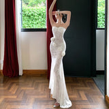 Purpdrank  Stunning Atmosphere Pure Desire Three-Dimensional Flower Strapless Dress Sexy Slim Long Dress