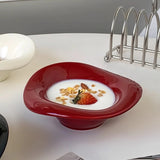 Purpdrank  Handmade Ceramic Dessert Bowl Solid Color Yogurt Bowl Household High-value Tableware Fruit Salad Breakfast Oat Yogurt Bowl