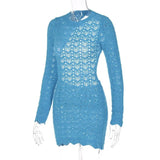 Purpdrank  Sexy Tight Backless Long-sleeved Knitted Hollow Dress European, American Spring, Summer, Autumn and Winter Women's Dress