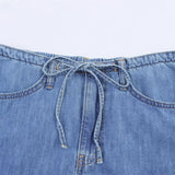 Purpdrank  high waisted bow decoration summer new women's fashion slim fit versatile casual denim mini skirt