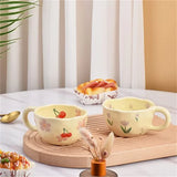 Purpdrank  Ceramic Mugs Coffee Cups Hand Pinched Irregular Flower Milk Tea Cup Ins Korean Style Oatmeal Breakfast Mug Drinkware Kitchen