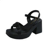 Purpdrank  Large Size Buckle Female Sandal Comfort Shoes for Women Clogs With Heel 2025 Summer Big Girls Beige Low Thick Block Strap New