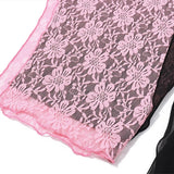 Purpdrank  Sexy&Cute Lace Patchwork Contrasting Bowknot V-neck Camisole+Irregular Split Half Skirt Floral Slim Party Holiday Lady Sets