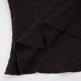 Purpdrank  Dark Brown Lace V Neck Tie Front Women's Chic Tops Short Sleeve Ruched Fitted Blouse New Lady Daily Commute Street Shirts