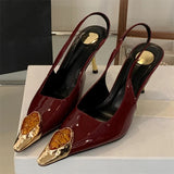 Purpdrank  Street Style Design Inlay Diamonds Woman Pumps Sandals Elegant Sexy Thin Heels Pointed Toe Banquet Prom Slingbacks Shoes