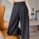 Purpdrank  Vintage Thin Denim Loose Women's Wide Leg Pant 2025 New High Waist Button Straight Casual Full Length Trousers Female
