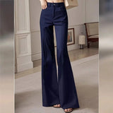 Purpdrank  Ankela Red High Waist Wide Leg Pants Women's Loose Lazy Style Trousers Straight Cut Slimming Effect Autumn Fashion Long Pants