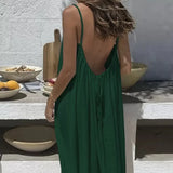 Purpdrank  New Women Strapless Backless Loose Loungewear Dress Skin Friendly Comfortable Home Spaghetti Strap Solid Color Plus Size Dress