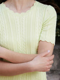 Purpdrank  Women Elegant Slim Bodycon Midi Party Dress Short Sleeve Solid Cable Knit Dress