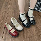 Purpdrank  Thick Heel Red Women Mary Jane Shoes Fashion Round Toe Shoes 2025 Spring Ladies Casaul College Style Pumps