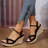 Purpdrank  new Fashion Wedge Sandals for Women Summer Casual Non-slip Peep Toe Platform Shoes Rubber Sole Buckle Elegant Heel Woman Sandale