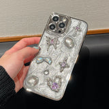 Purpdrank  Luxury Plating 3D Butterfly Star Phone Case For iPhone 12 13 14 11 15 Pro Max X XR TPU Glitter Cover For iPhone 14Pro 13 Pro Max