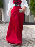 Purpdrank  2025 New Summer Spring Womens Wide Leg Red Blue Pink Pant with Pockets Soft Casual Holiday High Waisted Trousers Lady