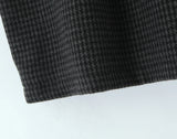 Purpdrank  New Autumn Gray Black Houndstooth Plaid Woollen Mini Skirt Women Ruched High Waist Ball Gown Short Skater Party Femme Skirts
