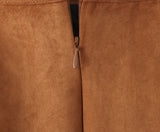 Purpdrank  Autumn Winter High Waist Suede Faux Leather Mini Skirt Women Back Zipper A-line Short Skater Party Femme Camel Black