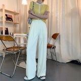 Purpdrank - Summer Long Suit Pants High Waist Solid Color Casual Pants Loose Wide Leg Pants Trousers