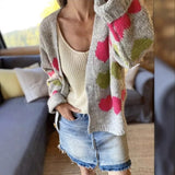 Purpdrank  Vintage Harajuku Autumn/Winter Coat Women's Knit Cardigan Soft Sweet Heart Print V-neck Single-breasted Long-sleeved Top Trendy