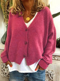 Purpdrank  Women's Cardigan Autumn Winter Fashion Comfortable 2025 Plain Open Front Long Sleeve V-Neck Daily Cardigan