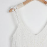 Purpdrank   Boho Midi Dress Women Sexy Backless Dress Summer Spaghetti Strap Fashion White Lace Patchwork Casual Beach Sleeveless Dresses