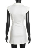 Purpdrank  Elegant Sleeveless Bodycon Dress for Women Fashion Solid Deep V Neck Shoulder Padded Slim Ruched Office Date Night Outfit