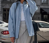 Purpdrank  Pure Cotton Versatile High-end Blue Jacket 2025 Autumn and Winter New Item Niche Simple Long Sleeved Top