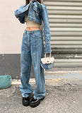 Purpdrank  Autumn Vintage Denim Women's Wide Leg Pants 2025 New High Waist Casual Loose Jeans Straight Full Length Trousers Female