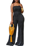Purpdrank  Summer Jumpsuits Women's Fashion Polka Dot Sleeveless Square Neck Full Length Wide Leg Vacation Jumpsuits