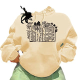 Purpdrank  Women's Fleece-Lined Hooded Sweater Autumn Winter European American Fashion Printed Back Bag Collar Style