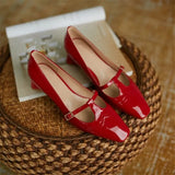 Purpdrank  New Spring/Autumn Women Pumps Patent Leather Women Shoes Square Toe Chunky Heel Shoes Carving Buckle Strap Mary Janes Shoes