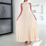 Purpdrank  Women Sexy Off Shoulder Dress New Elegant Solid Swing Loose Party Dress Spring Female Halter Slim Banquet Long Dress