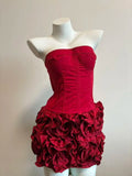 Purpdrank  Off Shoulder Sexy Dress New Year Party Dresses Women Luxury Red Mini Lace Up Elegant Dress