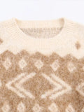 Purpdrank  New European-style women's fashion sweater, versatile and stylish, featuring a faded effect and jacquard knit design.