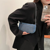 Purpdrank  Rhinestone Appliqued Chain Shoulder Crossbody Bags For Women Luxury Designer Purses And Handbags Wedding Dinner Party
