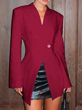 Purpdrank  Elegant Fashion Slim Tailored Coat Women 2025 Autumn Winter Fashion V-Neck Single Button Long Sleeve Office Jacket Female Blazer