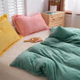 Purpdrank  Velvet Fleece Duvet Cover Winter Thicken Crystal Bedding Set AB Side Candy 4Color/Set Flat Sheet Pillowcase Home Textile