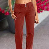 Purpdrank  Women's Fashion Denim Trousers Straight-Leg Double Button Detail Style Women's Clothing